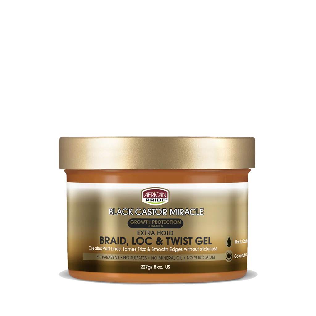 African Pride Black Castor Miracle  Braid, Loc & Twist Gel 227g