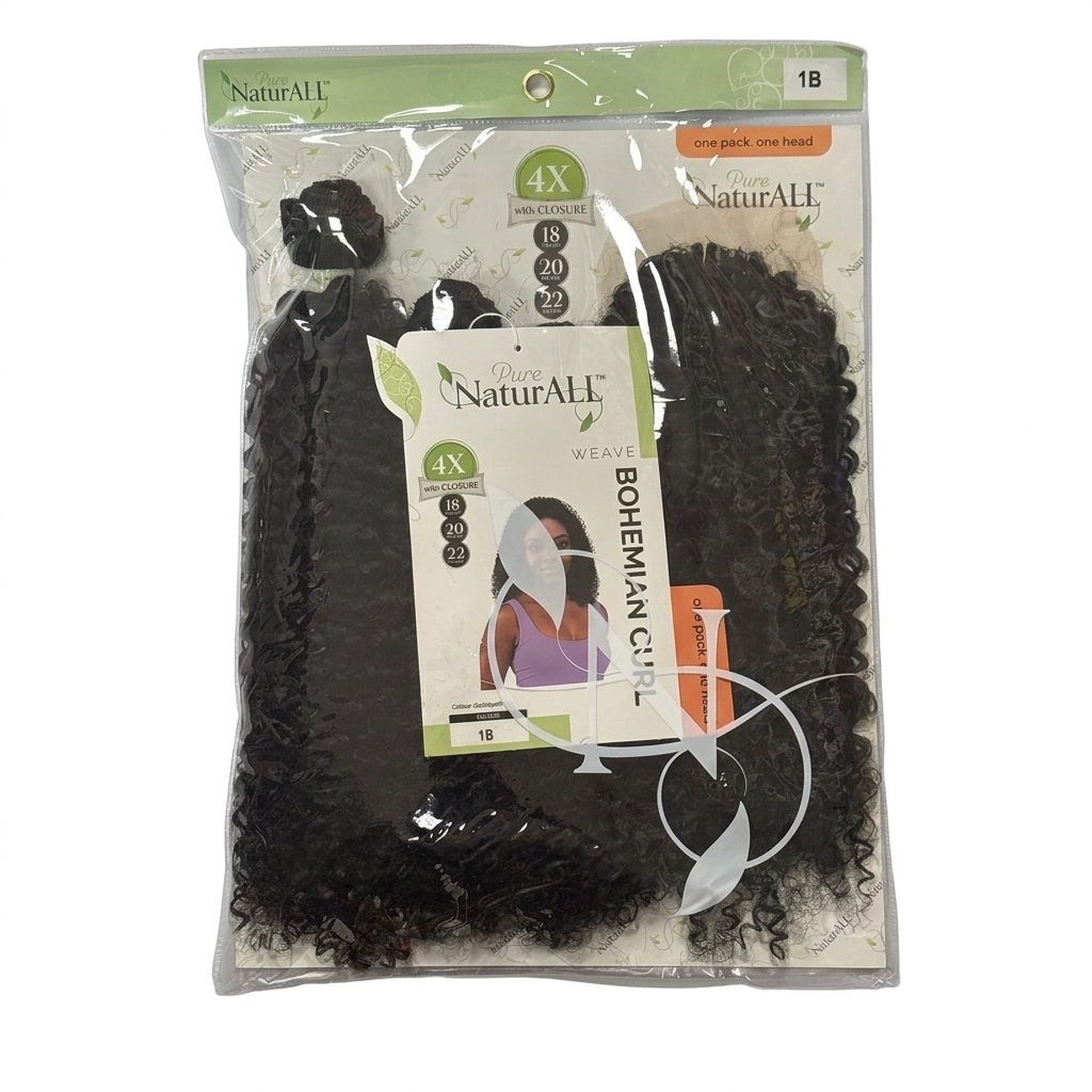 Naturall Bohemian Curl 4x Closure 18 20 22'' Colour 1b