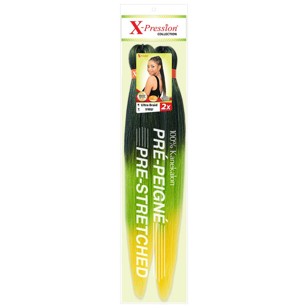 X-Pression 2x Pre-Stretched Braid Colour OM/Green Mango
