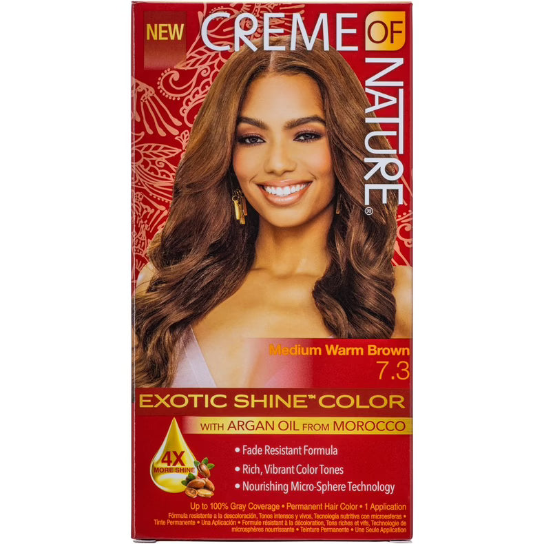 Creme of Nature Exotic Shine Color Hair Color, 7.3 Medium Warm Brown