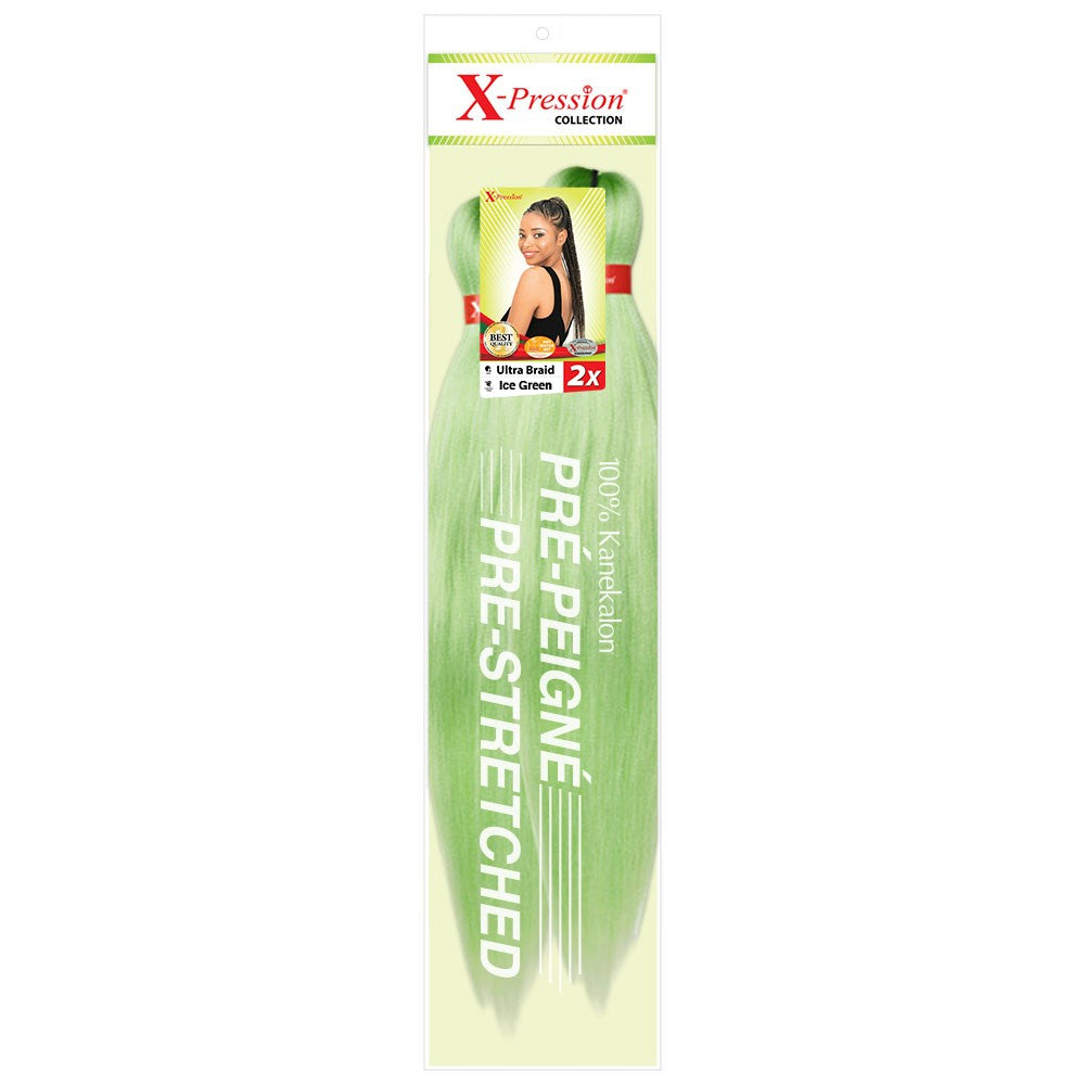 X-Pression 2x Pre-Stretched Braid Colour Ice Green