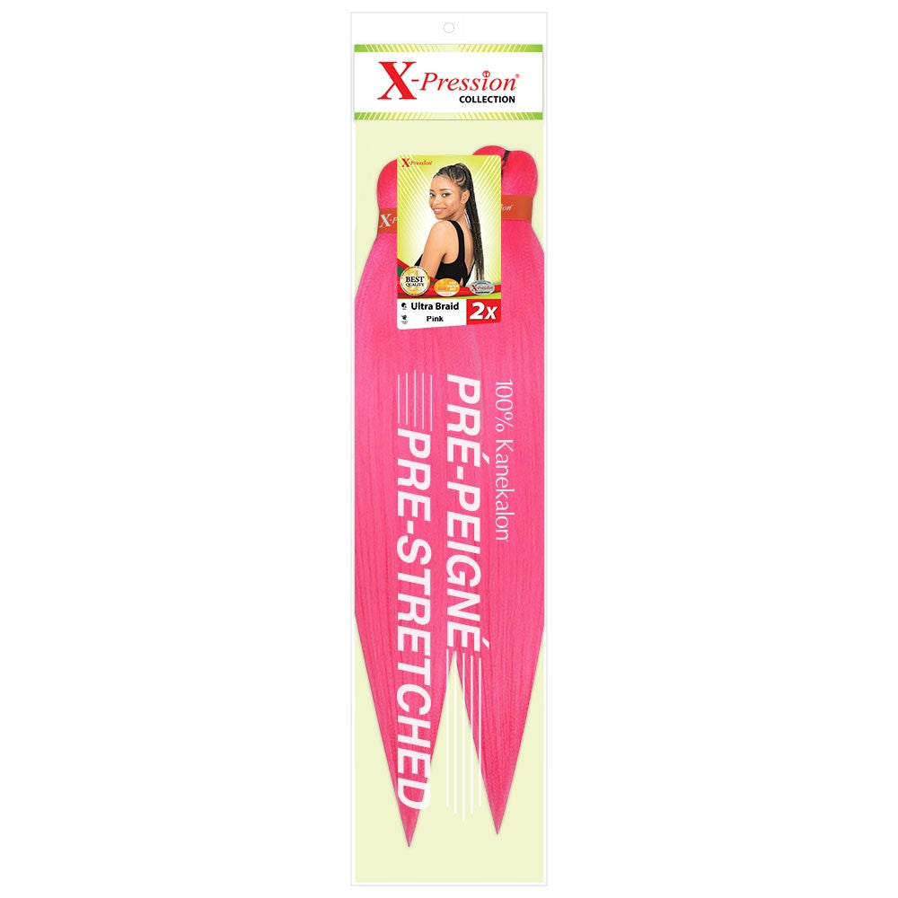 X-Pression 2x Pre-Stretched Braid Colour Pink